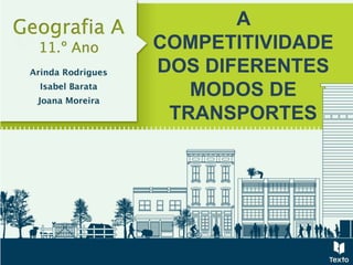 A
COMPETITIVIDADE
DOS DIFERENTES
MODOS DE
TRANSPORTES
 