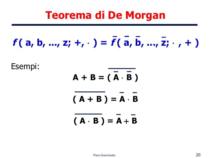 Leggi Di De Morgan Insiemi Esercizi Svolti