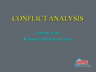 CONFLICT ANALYSISCONFLICT ANALYSIS
Training TeamTraining Team
Walisongo Mediation CentWalisongo Mediation Centrere
 