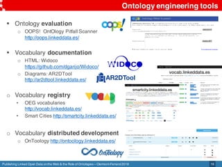 Publishing Linked Open Data onthe Web & the Role of Ontologies – Clermont-Ferrand2018
Ontology engineering tools
16
§ Onto...