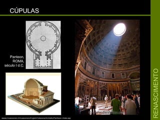 RENASCIMENTORENASCIMENTO
CÚPULASCÚPULAS
Panteon,Panteon,
ROMA,ROMA,
século I d.C.século I d.C.
wwww.museoomero.it/museoomero/English/Collezione/Architettu/Pantheon--/index.asp
 