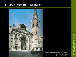 RENASCIMENTORENASCIMENTO
TEMA ARCO DO TRIUNFOTEMA ARCO DO TRIUNFO
Igreja de Sant’Andrea - MântuaIgreja de Sant’Andrea - Mântua
(1470), ALBERTI(1470), ALBERTI
 