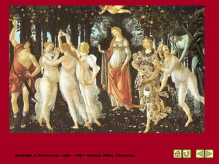 Boticelli. A Primavera. 1480 – 1481. Galería Uffizi, Florencia. 