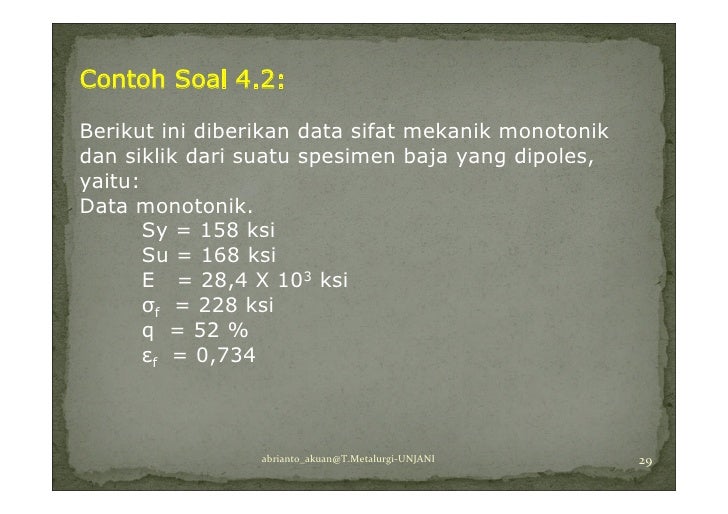 4 Batas Kelelahan Logam Konsep E N Aa