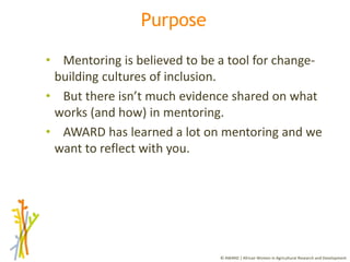Session 4 Benefits and limitations of mentoring programs: AWARD