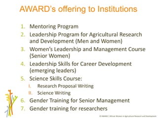 Session 4 Benefits and limitations of mentoring programs: AWARD