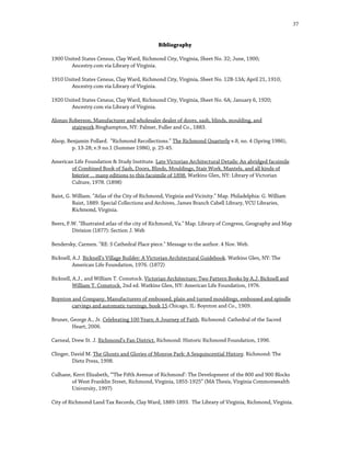 37


                                               Bibliography

1900 United States Census, Clay Ward, Richmond City, Vir...