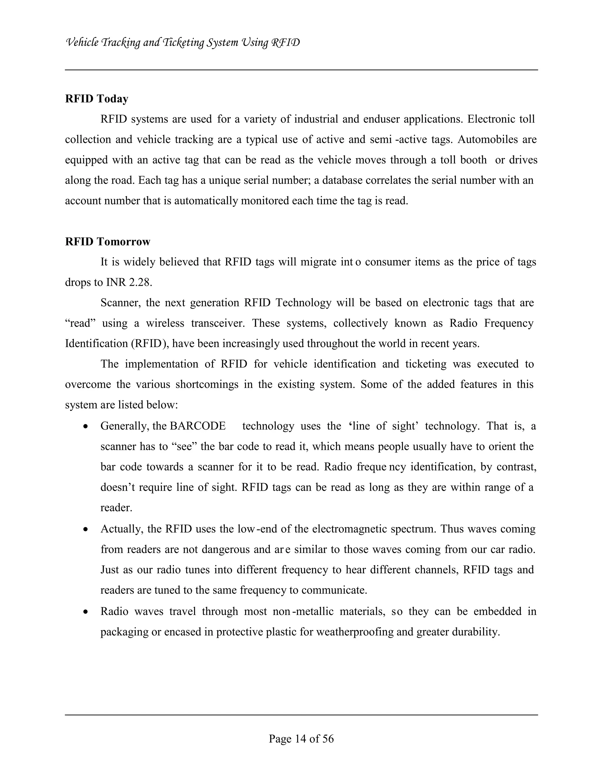 Vehicle Tracking and Ticketing System Using RFID Project (Complete Softcopy)