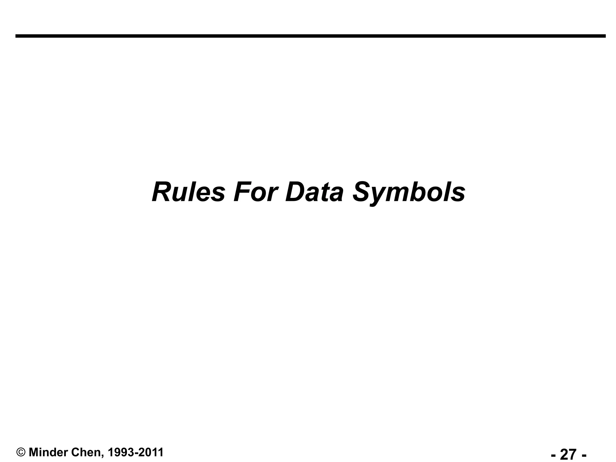 - 27 -© Minder Chen, 1993-2011
Rules For Data Symbols
 