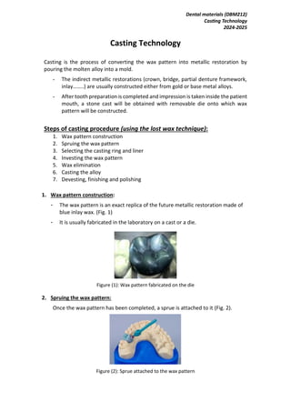 Cast Application Procedure.pdf Comprehensive Guide to Dental Casting Technology and Procedures | PDF