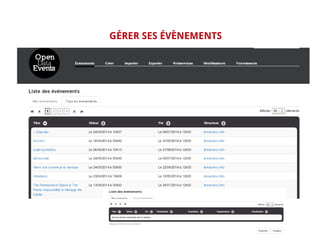 GÉRER SES ÉVÈNEMENTS
 