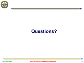 UNCLASSIFIED Pre-Decisional – Draft Working Papers 6
Questions?
 