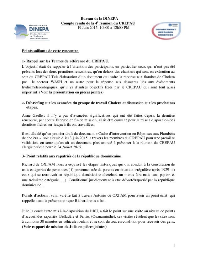 compte rendu de reunion