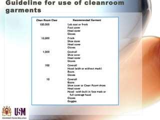 Guideline for use of cleanroom
garments
 