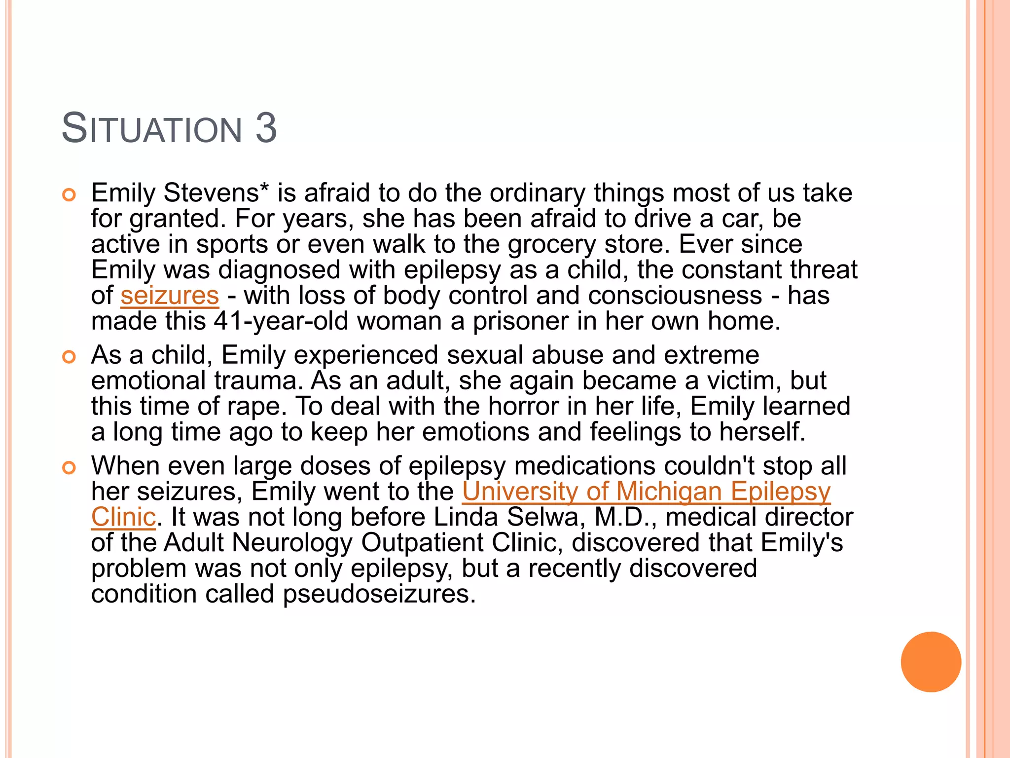 SIMPLE PARTIAL SEIZUREConsciousness not impaired