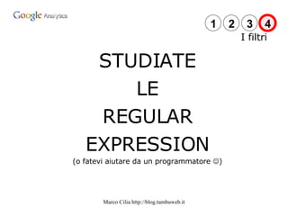 STUDIATE LE REGULAR EXPRESSION (o fatevi aiutare da un programmatore   ) I filtri 