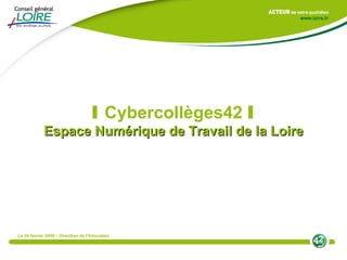I   Cybercollèges42  I Espace Numérique de Travail de la Loire Le 24 février 2009 – Direction de l’Education 