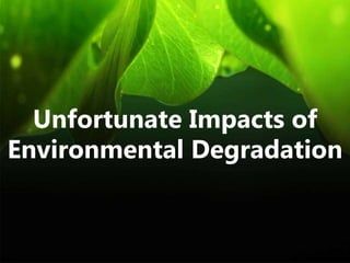 Unfortunate Impacts of
Environmental Degradation
 