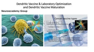 Dendritic Vaccine & Laboratory Optimization
and Dendritic Vaccine Maturation
 