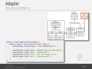 MedTech
Adapter
Dr. Lilia SFAXI
www.liliasfaxi.wix.com/liliasfaxi
Slide 24
Structural Patterns
 