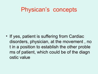 Physican’s  concepts <ul><li>If yes, patient is suffering from Cardiac disorders, physician, at the movement , not in a po...
