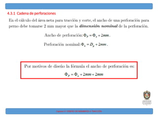 Capitulo IV: DISEÑO DE MIEMBROS A TRACCIÓN
4.3.1 Cadena de perforaciones
 