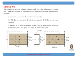 Capitulo IV: DISEÑO DE MIEMBROS A TRACCIÓN
EJERCICIO N°2
 