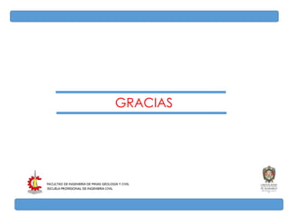 GRACIAS
FACULTAD DE INGENIERÍA DE MINAS GEOLOGÍA Y CIVIL
ESCUELA PROFESIONAL DE INGENIERÍA CIVIL
 