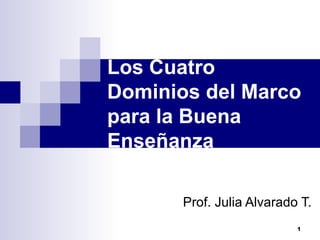 Los Cuatro Dominios del Marco para la Buena Enseñanza  Prof. Julia Alvarado T. 