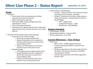 Silver Line Phase 1 Status Report-Sept. 16, 2014 Slide 2