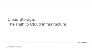 Cloud Storage:
The Path to Cloud Infrastructure

Google confidential | Do not distribute

 