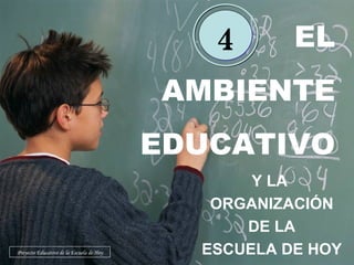 EL AMBIENTE EDUCATIVO 4 Proyecto Educativo de la Escuela de Hoy Y LA  ORGANIZACIÓN DE LA ESCUELA DE HOY 