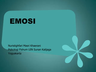 EMOSI


Nuristighfari Masri Khaerani
Psikologi Fishum UIN Sunan Kalijaga
Yogyakarta
 