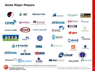 ©2013 Deloitte Türkiye. Member of Deloitte Touche Tohmatsu Limited 
Investment Support and Promotion Agency of Turkey 
* Companies with installed capacity over 600 MWh and/or having a distribution region 
31 
Some Major Players  