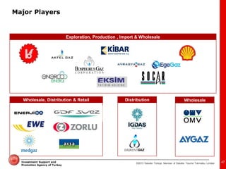©2013 Deloitte Türkiye. Member of Deloitte Touche Tohmatsu Limited 
Investment Support and Promotion Agency of Turkey 
Exploration, Production , Import & Wholesale 
Wholesale, Distribution & Retail 
Distribution 
Wholesale 
47 
Major Players  