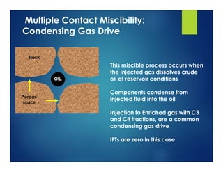 Multiple Contact Miscibility:
Condensing Gas Drive
This miscible process occurs when
the injected gas dissolves crude
oil ...