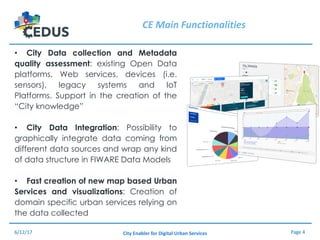 Page	4City	Enabler for	Digital	Urban	Services
CE	Main	Functionalities
• City Data collection and Metadata
quality assessme...