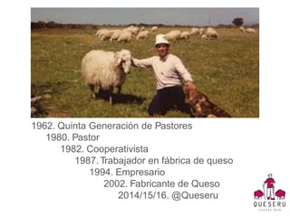 1962. Quinta Generación de Pastores
1980. Pastor
1982. Cooperativista
1987.Trabajador en fábrica de queso
1994. Empresario
2002. Fabricante de Queso
2014/15/16. @Queseru
 