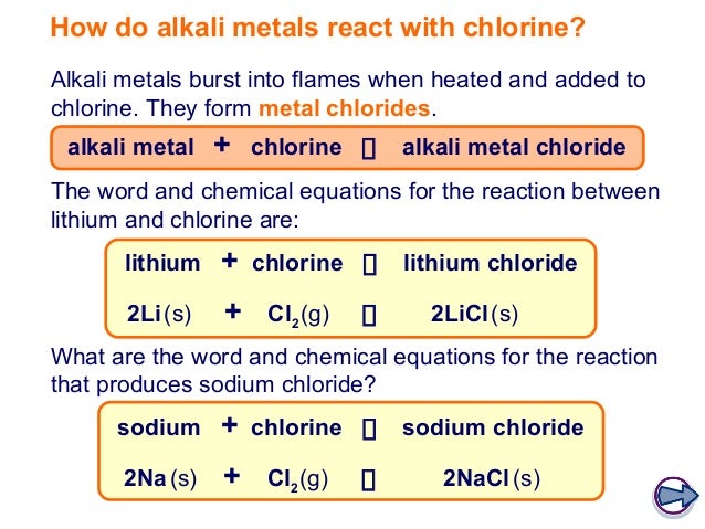 4 g7 and g1 sodium reacts with chlorine to form
