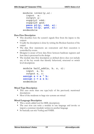 4Sem VTU-HDL Programming Notes-Unit1-Introduction | PDF