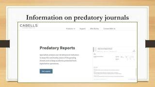 Information on predatory journals
