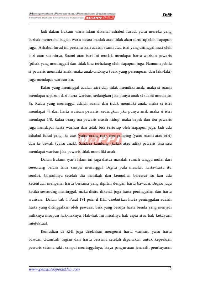 Pembagian Meninggal Waris Istri Apabila