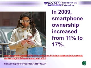 In 2009,
smartphone
ownership
increased
from 11% to
17%.
resourceshelf.com/2010/02/11/a-collection-of-new-statistics-about...