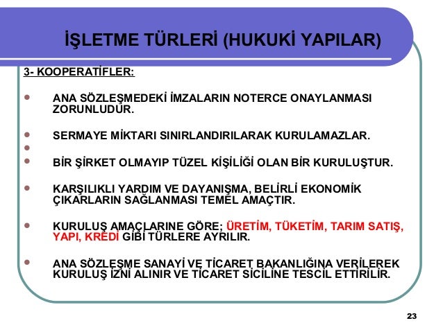 Ana dernekler türleri Ana dernekler türleri
