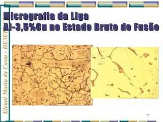 Eleani Maria da Costa - DEM/PUCRS

Micrografia da Liga
Al-3,5%Cu no Estado Bruto de Fusão

70

 