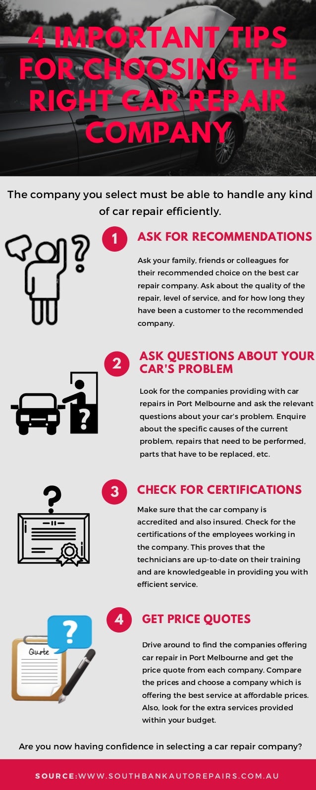 4 Important Tips For Choosing The Right Car Repair Company Infograp