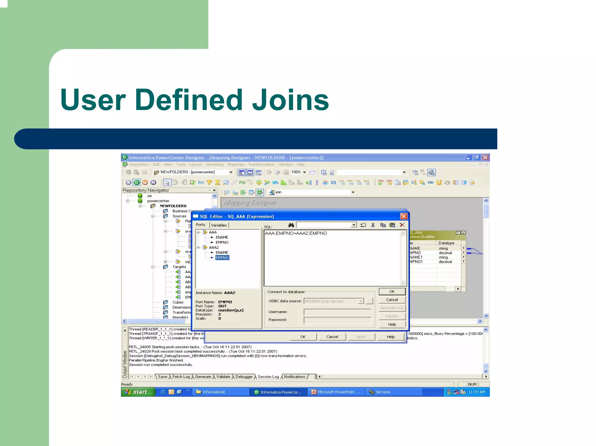 User Defined Joins
 