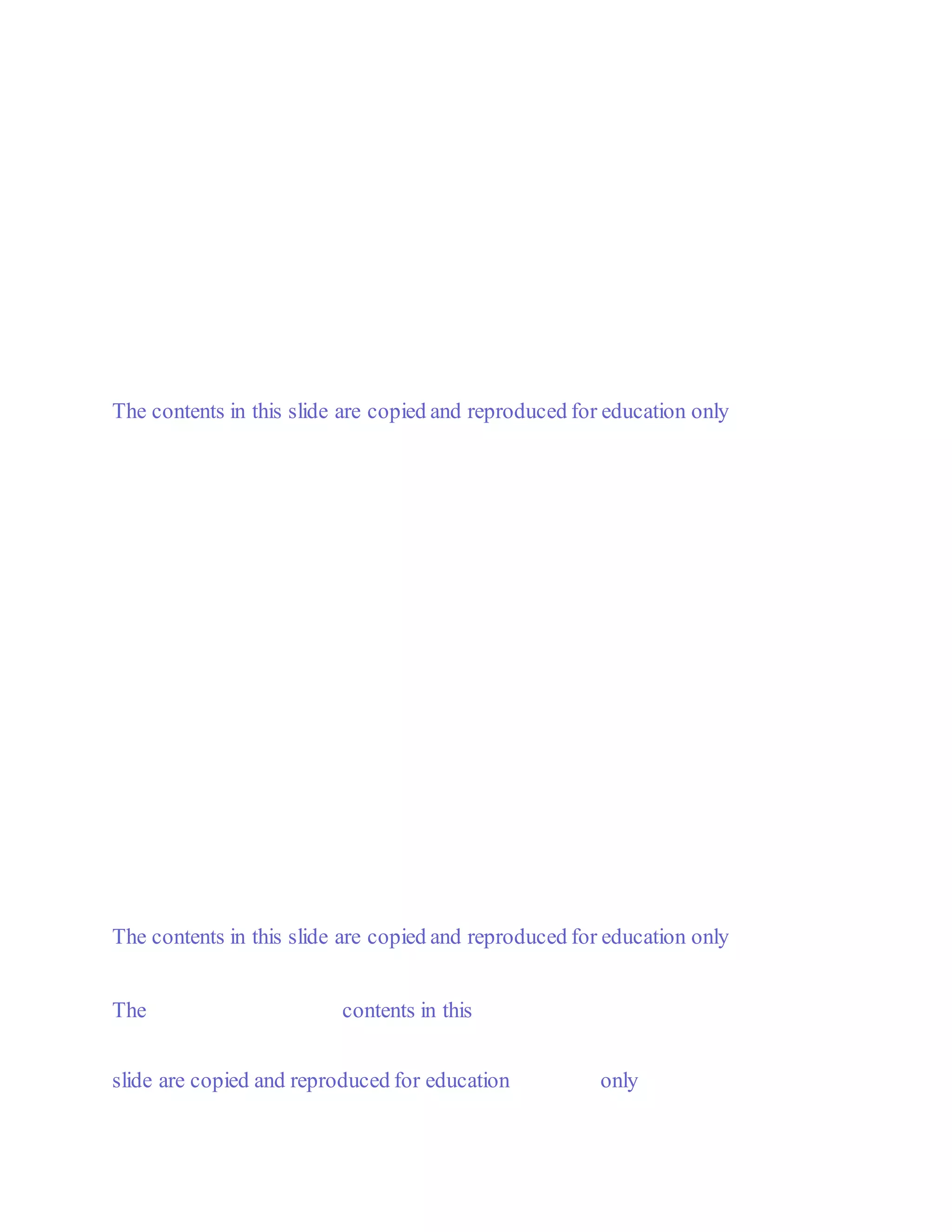 5kN
10kN 5kN
2kN/m
A B C D E
2m
3m
3m 2m
The contents in this slide are copied and reproduced for education only
5kN
10kN 5kN
2kN/m
A B C D E
2m 2m
3m
3m 3m 2m 2m
10kNm
10kNm
M (kNm)
14kNm
The contents in this slide are copied and reproduced for education only
The 5kN 10kN contents in this 2kN/m
slide are copied and reproduced for education 5kN only
 