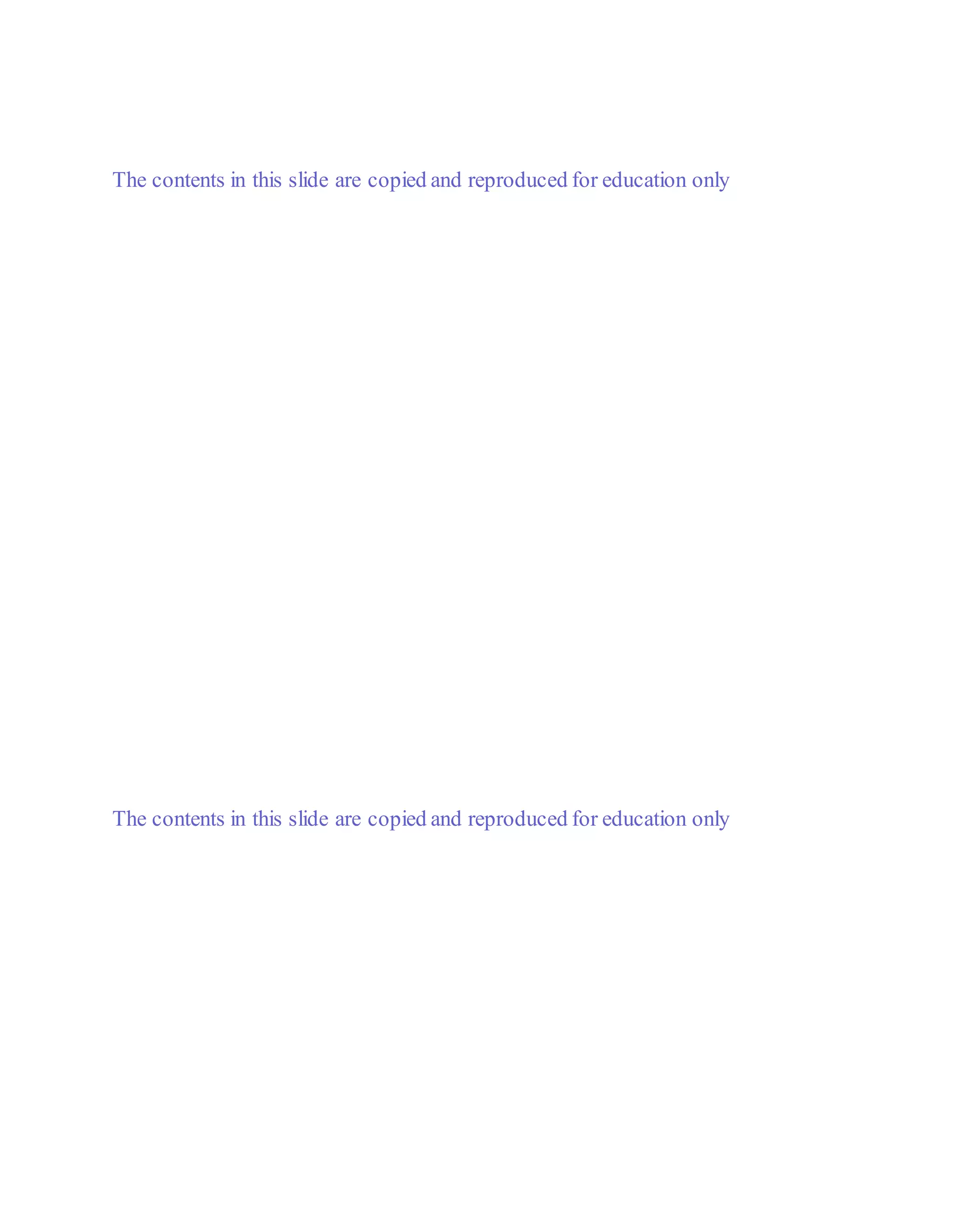 4m 1m 2m
The contents in this slide are copied and reproduced for education only
2 10kN/m kN
5kN
A B
4m VVA A V 1m VB
2m
Tính toán : Tính phản lực:
+ )
ΣMA = 0 VB × 5 – 10 × 4 × 2 –2 × 4 –5 × 7
= 0 → VB = 24.6 kN + )
ΣMB = 0
→ VA = 22.4 kN
The contents in this slide are copied and reproduced for education only
VB 24.6kN Tính lực cắt:
Q0-0 = 0; Q1-1 = 22.4 kN Q5-5 = - 19.6 +
24.6 = 5 kN Q2-2 = 22.4 – 10 × 4 = -
17.6kN Q6-6 = 5 kN Q3-3 = - 17.6 – 2 = -
 