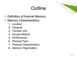 Internal Memory In Computer System Comprehensive Overview of Internal Memory in Computer Architecture | PDF